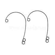 316 Stainless Steel Ear Cuff Findings, Climber Wrap Around Non Piercing Earring Findings with 3 Loop, Black, 59x38x0.5mm, Hole: 4mm(STAS-H148-03B)