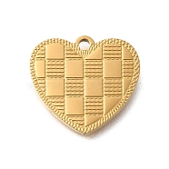 PVD Vacuum Plating 201 Stainless Steel Pendants, Heart Charm, Real 18K Gold Plated, 14x15x1mm, Hole: 1.4mm(STAS-C111-43G)