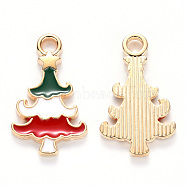 Alloy Enamel Pendants, for Christmas, Christmas Tree with Star, Light Gold, Colorful, 20x11.5x2mm, Hole: 1.8mm(X-ENAM-S121-102)