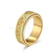 Eye Pattern Titanium Steel Rotating Finger Ring, Fidget Spinner Ring for Calming Worry Meditation, Golden, US Size 8(18.1mm)(PW-WG69410-08)