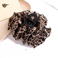 Flower Plastic Claw Hair Clips, Hair Accessories for Women & Girls, Leopard Print Pattern, Camel, 130x100mm(PW-WG3F053-04)