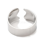 304 Stainless Steel Plain Open Cuff Ring for Women, Stainless Steel Color, US Size 8 1/2(18.5mm)(RJEW-M149-22P)