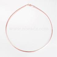 304 Stainless Steel Necklaces, with Lobster Clasps, Rose Gold, 17.7 inch(45cm)(NJEW-D274-01RG)