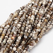 Faceted Natural Agate Round Beads Strands, Dyed, Camel, 4mm, Hole: 1mm, about 92pcs/strand, 15.3 inch(G-E318B-4mm-01)