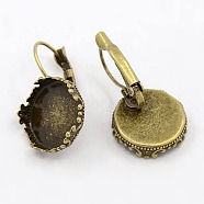 Brass Leverback Earring Findings, Nikel Free, Antique Bronze, Tray: 15mm(KK-E019-AB-NF)