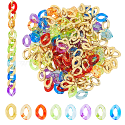 SUPERFINDINGS Acrylic & CCB Plastic Linking Rings, Quick Link Connectors, For Jewelry Curb Chains Making, Twist, Mixed Color, 22.5~23x16~17x4.5mm, Inner Diameter: 6.5~7x13~13.5mm, 280pcs/box(OACR-FH0001-042)