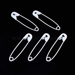 Spray Painted Iron Safety Pins, Cadmium Free & Nickel Free & Lead Free, White, 30~31x7x2.5mm(IFIN-T017-02O-NR)