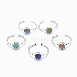 Natural Gemstone Cuff Finger Rings, with Brass Findings, Platinum, 20mm, 1.5~2.5mm(RJEW-I052-01P)