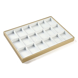 18 Grids Imitation Leather Jewelry Trays, Rectangle Desktop Organizer Case with No Cover, for Rings, Earrings, Necklaces, White, 35x24x3cm, 70x50mm inner diameter(CON-G023-02B)