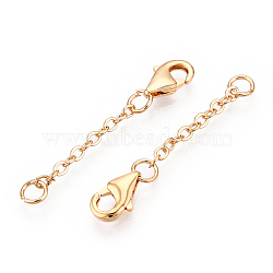 Brass Cable Chain Chain Extender, End Chains with Lobster Claw Clasps, Real 18K Gold Plated, 30x2mm(KK-ZX024-35G-A)