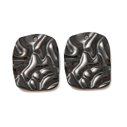 304 Stainless Steel Pendants, Hammered Rectangle Charms, Ion Plating(IP), Long-Lasting Plated, Black, 18.5x14x2mm, Hole: 1.4mm(SA-CBA725A-01EB)