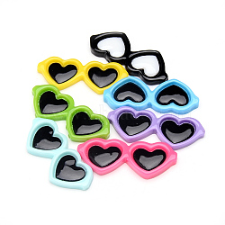 Resin Cabochons, Heart Glasses, Mixed Color, 41~42x17x4mm(CRES-T005-18)