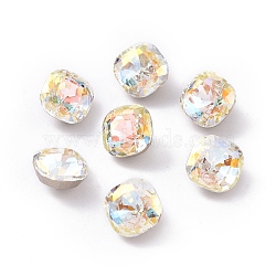 K5 Glass Rhinestone Cabochons, Pointed Back & Back Plated, Faceted, Square, Light Crystal AB, 8x8x5.5mm(RGLA-A025-03A-001LA)
