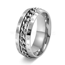 Rotatable Stainless Steel Finger Ring, Viking Runes for Men's, Stainless Steel Color, US Size 7(17.3mm)(PW-WG0C89D-02)