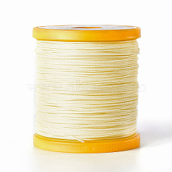 Round Waxed Polyester Cord, Micro Macrame Cord, Leather Sewing Thread, for Bracelets Jewelry Making, Beading Crafting Macrame, Bisque, 0.65mm, about 164.04 yards(150m)/roll(YC-E004-0.65mm-N633)