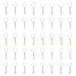 40Pcs 5 Colors Mini Duck Resin Pendant Keychain, for Birthday Party Supplies Baby Shower Gifts, Mixed Color, 7.4cm, 8pcs/color(KEYC-PH01492)