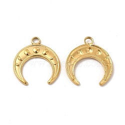 Ion Plating(IP) 304 Stainless Steel Pendants, Double Horn/Crescent Moon Charm, Real 18K Gold Plated, 22.5x20.5x2mm, Hole: 2.7mm(STAS-I671-14G)