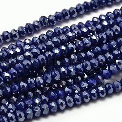 Faceted Rondelle Full Rainbow Plated Electroplate Glass Beads Strands, Midnight Blue, 3.5x2mm, Hole: 0.5mm, about 148pcs/strand, 14.9 inch(X-EGLA-J134-3x2mm-FR04)