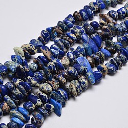 Natural Imperial Jasper Beads Strands, Nuggets, Dyed, Blue, 8~16x4~10mm, Hole: 1mm, about 15.7 inch(G-I123-05B)
