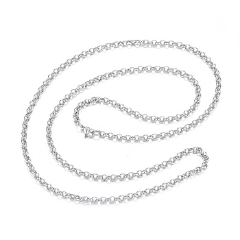 304 Stainless Steel Necklaces, Rolo Chain Necklaces, Stainless Steel Color, 29.53x0.16x0.06 inch(75x0.4x0.15cm)