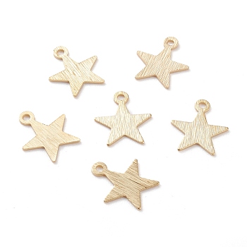 Brass Charms, Star, Real 24K Gold Plated, 11.5x10x0.5mm, Hole: 1.2mm