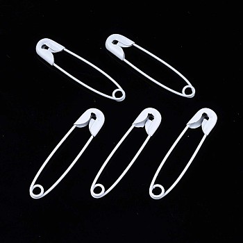 Spray Painted Iron Safety Pins, Cadmium Free & Nickel Free & Lead Free, White, 30~31x7x2.5mm