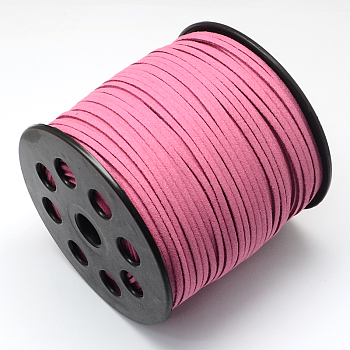 Eco-Friendly Faux Suede Cord, Faux Suede Lace, Flamingo, 3.0x1.4mm, about 98.42 yards(90m)/roll