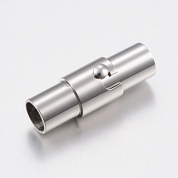 304 Stainless Steel Column Locking Tube Magnetic Clasps, Stainless Steel Color, 17x6.5mm, Hole: 4mm