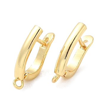 Brass Hoop Earrings Finding, with Horizontal Loop, U-shape, Golden, 18x11.5x3.5mm, Hole: 1.5mm