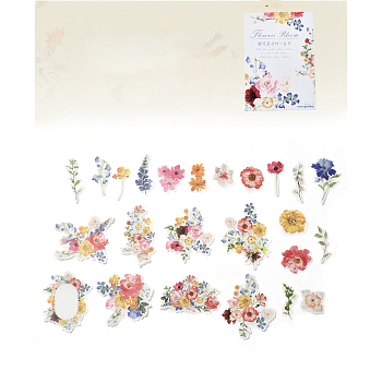 25Pcs Flowers Theme DIY Paper Stickers, for DIY Album Scrapbook, Diary Decoration, Flamingo, 42~97x29~88x0.1mm