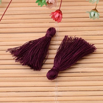 Cotton Thread Tassels Pendant Decorations, Purple, 25~31x5mm, about 39~47pcs/bag