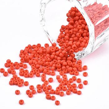 TOHO Round Seed Beads, Japanese Seed Beads, (50F) Opaque Frost Sunset Orange, 11/0, 2.2mm, Hole: 0.8mm, about 1110pcs/10g