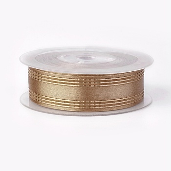 Single Face Polyester Satin Ribbon, with Texture Edge, Sandy Brown, 1-1/2 inch(38mm), about 50yards/roll(45.72m/roll)