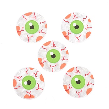 Acrylic Pendants, for Halloween, Flat Round with Eye, Colorful, 38x2mm, Hole: 1.5mm