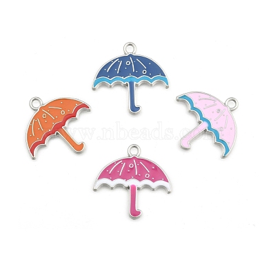 Platinum Mixed Color Umbrella Alloy + Enamel Pendants