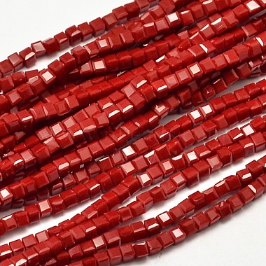 2mm Red Cube Glass Beads