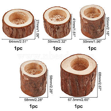 Olycraft 5piezas 5 estilos de candelabros de madera natural(AJEW-OC0002-07)-2