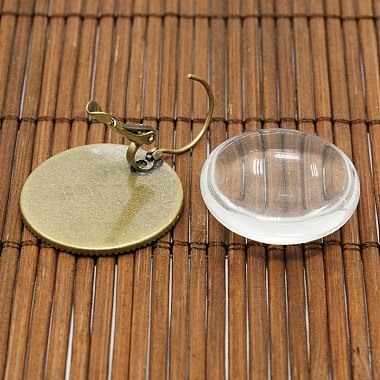 25mm Transparent Clear Domed Glass Cabochon Cover for Brass Photo Leverback Earring Making(KK-X0013-NF)-5