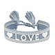 Silicone Word Love Pattern Braided Cord Bracelet with Polyester Tassels(VALE-PW0001-032D)-1