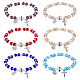 6Pcs 6 Colors Glass & Acrylic Imitation Pearl Beaded Stretch Bracelets Set(BJEW-FI0001-37)-1