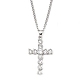 Brass Micro Pave Clear Zirconia Cross Pendant Necklaces(NJEW-M211-05A-P)-1