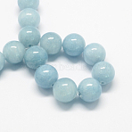 Natural Dyed Yellow Jade Gemstone Bead Strands, Round, Light Blue, 6mm, Hole: 1mm, about 66pcs/strand, 15.7 inch(G-R271-6mm-YXS18)