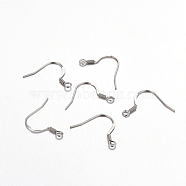 316 Surgical Stainless Steel French Earring Hooks, with Horizontal Loop, Flat Earring Hooks, Size: about 17mm wide, 18mm long, 1.8mm thick, hole: 2mm(X-STAS-Q041-1)