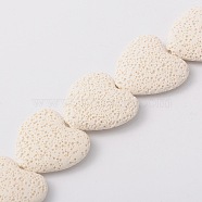 Natural Lava Rock Beads Strands, Dyed, Heart, White, 26~30x26~30mm, Hole: 2mm, about 15 pcs/strand(X-G454-2)