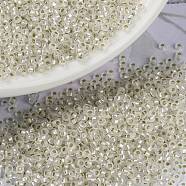 MIYUKI Round Rocailles Beads, Japanese Seed Beads, (RR1901) Semi-Frosted Silverlined Crystal, 15/0, 1.5mm, Hole: 0.7mm, about 27777pcs/50g(SEED-X0056-RR1901)