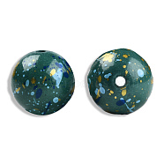 Spray Painted Resin Beads, Round, Dark Green, 20x19mm, Hole: 2~2.4mm(RESI-N034-19-V01)
