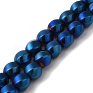 Electroplated Non-Magnetic Synthetic Hematite Beads Strands, Long-Lasting Plated, Twist, Blue Plated, 8mm, Hole: 1.3mm, about 49pcs/strand, 16.54''(42cm)(G-P518-05F-01)