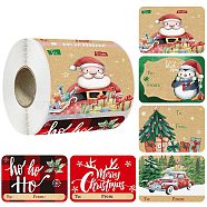 Christmas Theme Cartoon Paper Stickers, Self-adhesive Decorative Stickers Decals, Rectangle, Santa Claus, 75x50mm, 250pcs/roll(STIC-P013-06E)