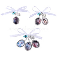 3Pcs 3 Style Wedding Bouquet Photo Charms, with You Are Always in My Heart Charms, Oval Memorial Picture Frame Decoration, Antique Silver, 68mm, Oval Tray: 30x40mm, 1pc/style(HJEW-SZ0001-33)