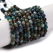 Natural Chrysocolla Beads Strands, Faceted, Round, 4mm, Hole: 0.6mm, about 96pcs/strand, 15.31''(38.9cm)(G-A235-A05-01)